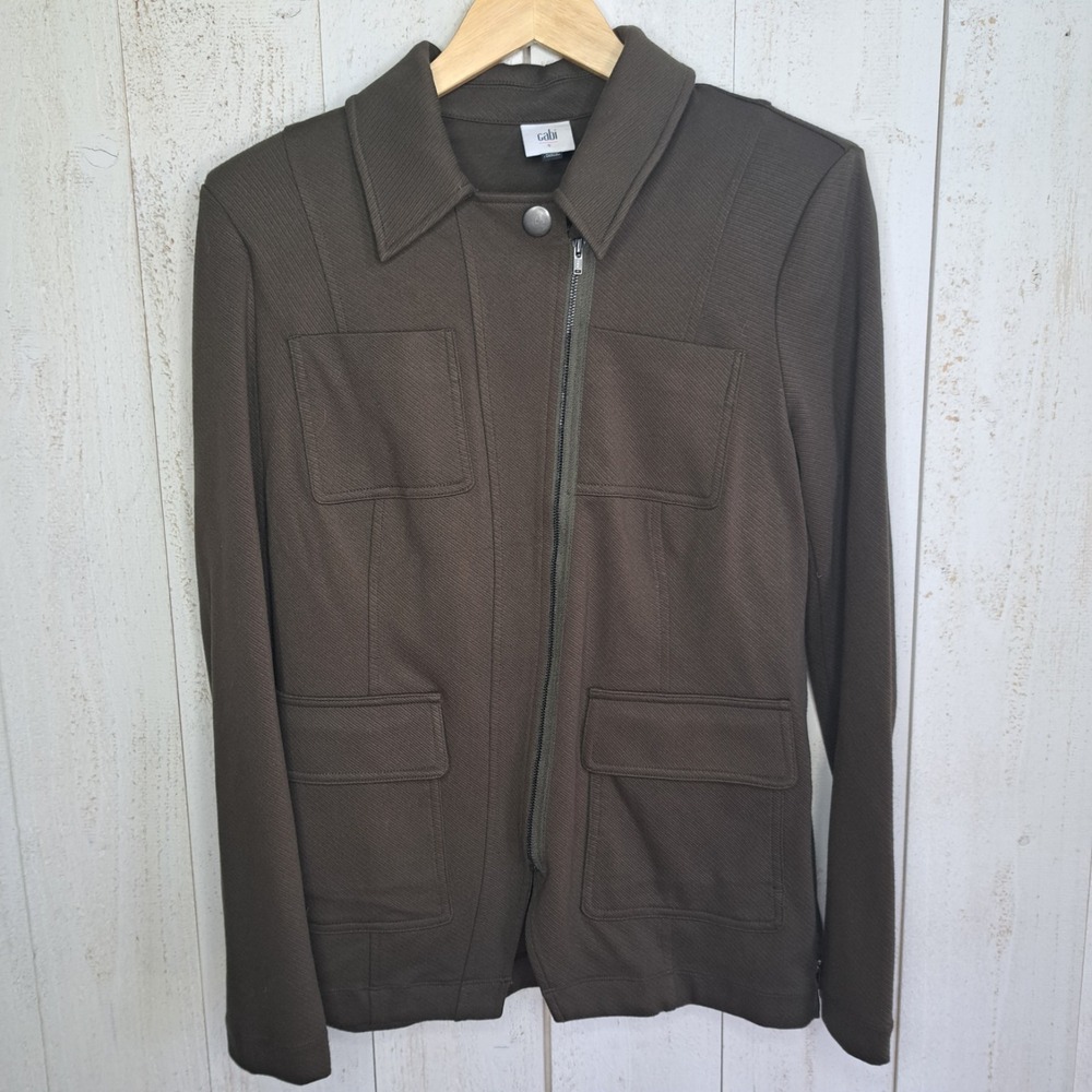 Military Inspired Utility Cabi Green Women's S Asymmetrical Zip Field Jacket EUC